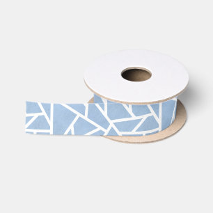 Bleek blauw en wit mozaïekpatroon satijnen lint