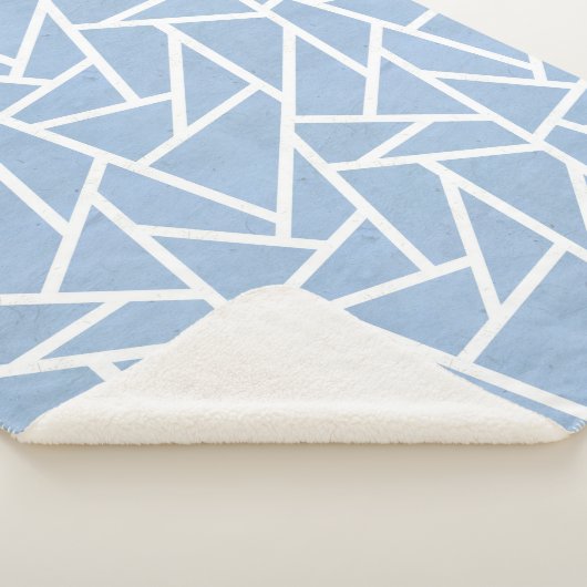 Bleek blauw en wit mozaïekpatroon sherpa deken (3/4)