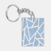 Bleek blauw en wit mozaïekpatroon sleutelhanger (Voorkant Links)
