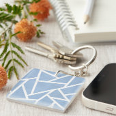 Bleek blauw en wit mozaïekpatroon sleutelhanger (Voorkant Rechts)