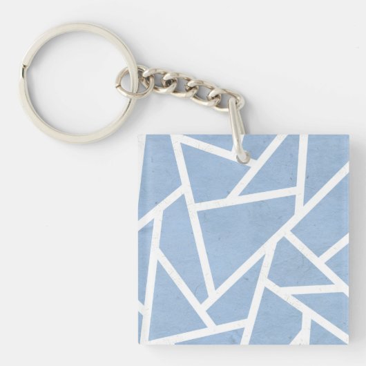Bleek blauw en wit mozaïekpatroon sleutelhanger (Voorkant)