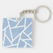 Bleek blauw en wit mozaïekpatroon sleutelhanger (Achterkant)