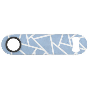 Bleek blauw en wit mozaïekpatroon speed flessenopener