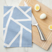 Bleek blauw en wit mozaïekpatroon theedoek (Quarter Fold)