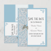 Bleek blauw en wit traditioneel vlak behalve de da aankondigingskaart (Voorkant / Achterkant)