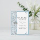 Bleek blauw en wit traditioneel vlak behalve de da aankondigingskaart (Staand voorkant)