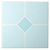 Bleek blauw en wit vierkant kruis tegeltje (Voorkant)