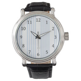 Bleek blauw en wit vijf strepen patroon horloge
