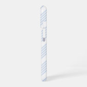 Bleek blauw en wit vijf strepen patroon iPhone 16 hoesje (Linkerkant)