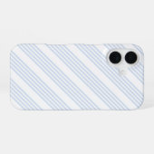 Bleek blauw en wit vijf strepen patroon iPhone 16 hoesje (Achterkant horizontaal)