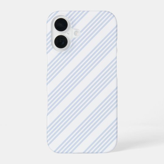 Bleek blauw en wit vijf strepen patroon iPhone 16 hoesje (Achterkant)