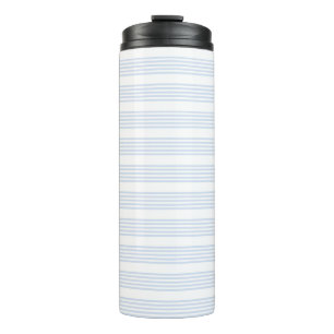 Bleek blauw en wit vijf strepen patroon thermosbeker