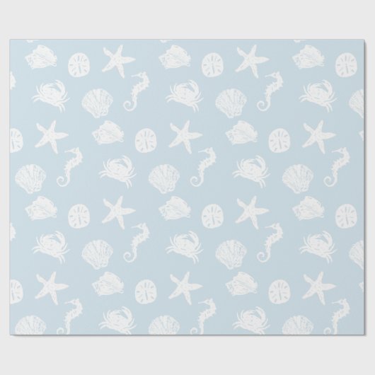 Bleek blauw en wit Zee creaties Cadeaupapier (Vlak)