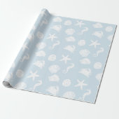 Bleek blauw en wit Zee creaties Cadeaupapier (Uitgerold)