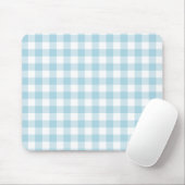 Bleek blauw en witte Gingham Controles Muismat (Met muis)
