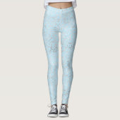 Bleek blauw en zilveren luipaard afdrukken leggings (Voorkant)