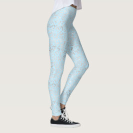 Bleek blauw en zilveren luipaard afdrukken leggings