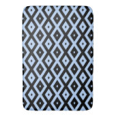 Bleek blauw en zwart diamantpatroon badmat (Voorkant Verticaal)