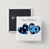 Bleek blauw en zwart hart Button (Voorkant /achterkant)
