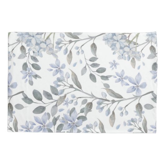 Bleek Blauw Floral Standaard Pillowcase Kussensloop (Achterkant)