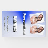 Bleek blauw fotosjabloon spandoek (Horizontaal)