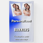 Bleek blauw fotosjabloon spandoek (Verticaal)