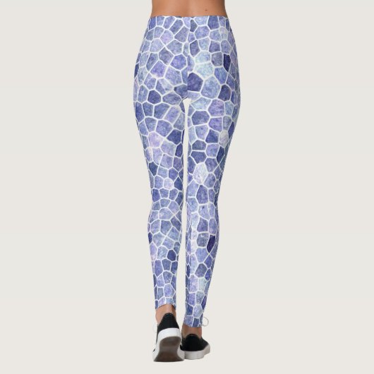 Bleek blauw gebloed patchwork Terrazo Pattern Leggings (Achterkant)