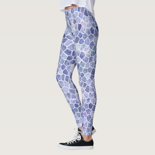 Bleek blauw gebloed patchwork Terrazo Pattern Leggings (Links)