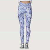 Bleek blauw gebloed patchwork Terrazo Pattern Leggings (Voorkant)