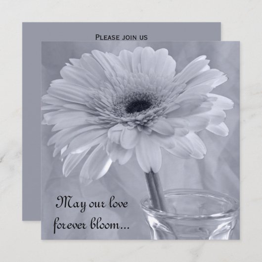 Bleek blauw gekleurd Daisy Wedding Kaart (Voorkant / Achterkant)