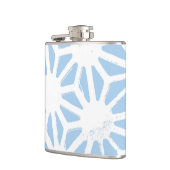 Bleek blauw geometrisch patroon heupfles (Links)