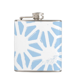 Bleek blauw geometrisch patroon heupfles
