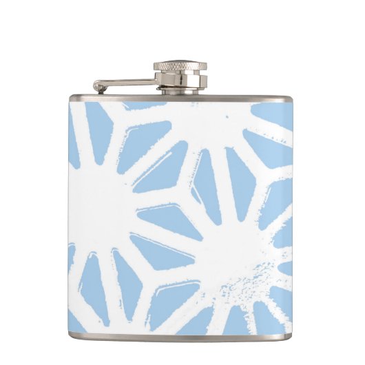 Bleek blauw geometrisch patroon heupfles (Voorkant)