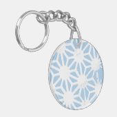 Bleek blauw geometrisch patroon sleutelhanger (Voorkant Links)
