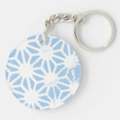 Bleek blauw geometrisch patroon sleutelhanger (Achterkant)