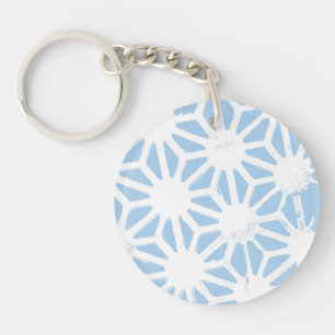Bleek blauw geometrisch patroon sleutelhanger