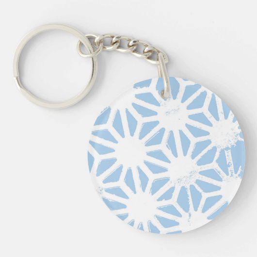Bleek blauw geometrisch patroon sleutelhanger (Voorkant)