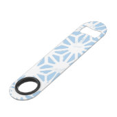 Bleek blauw geometrisch patroon speed flessenopener (Voorkant Gekanteld)