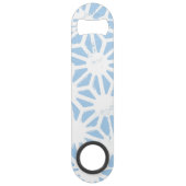 Bleek blauw geometrisch patroon speed flessenopener (Voorkant)