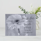 Bleek blauw getinte Daisy Wedding sparen de Datum Save The Date (Staand voorkant)