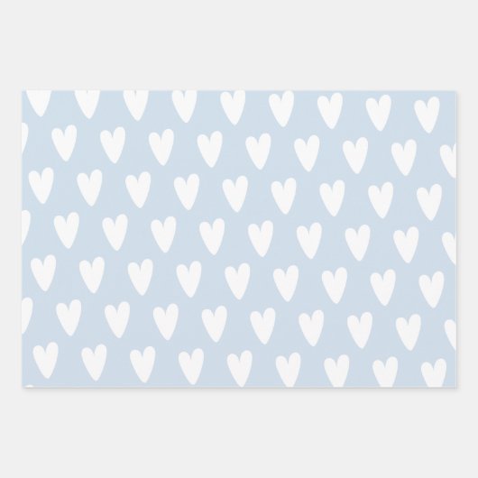 Bleek blauw gevleid met liefde inpakpapier vel (Voorkant 3)