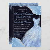 Bleek Blauw Glitter Dress & Glam Edges Sweet Sixte Kaart (Voorkant / Achterkant)