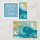 Bleek Blauw, Goud, Blauwgroen, Turquoise Marble Ar Visitekaartje (Voorkant / Achterkant)