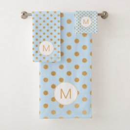 Bleek Blauw gouden stipmonogram badkamer Bad Handdoek