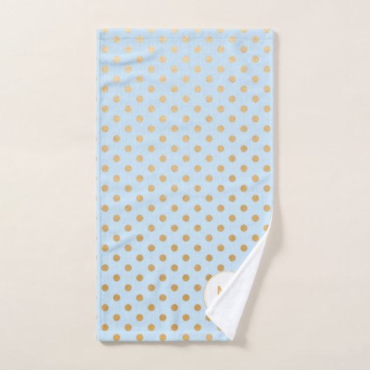 Bleek Blauw gouden stipmonogram badkamer Bad Handdoek (Handdoek)