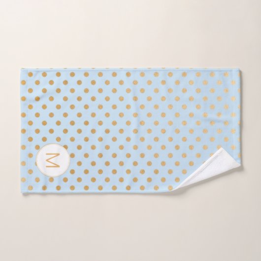 Bleek Blauw gouden stipmonogram badkamer Bad Handdoek (Handdoek)