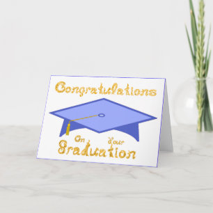 Bleek Blauw Graduation Cap Goud Glitter Party Pet Kaart