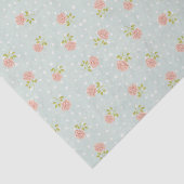 bleek blauw grijs poka punt wit roze floreel tissuepapier (Detail)
