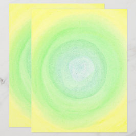 Bleek Blauw Groen Bol op Gele Waterverf, Document