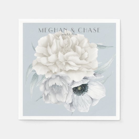 Bleek blauw Ivory Cream Floral Display Servet (Voorkant)